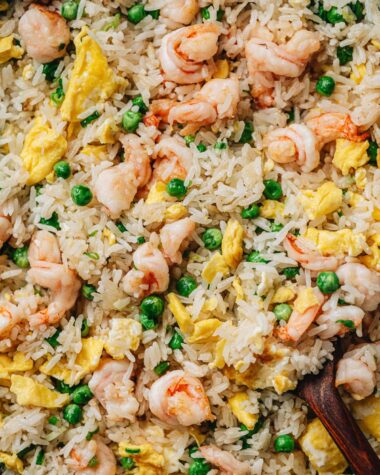 Shrimp fried rice close up